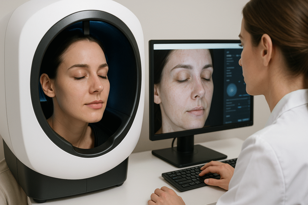 Dermascanning: Análisis facial detallado con tecnología de inteligencia artificial en Gold Stetic RD.
