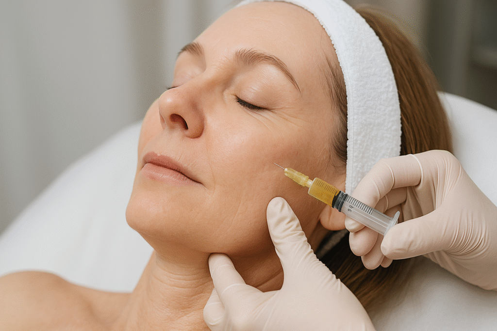 Aplicación de Plasma Rico en Plaquetas para rejuvenecimiento facial en En Gold Stetic RD