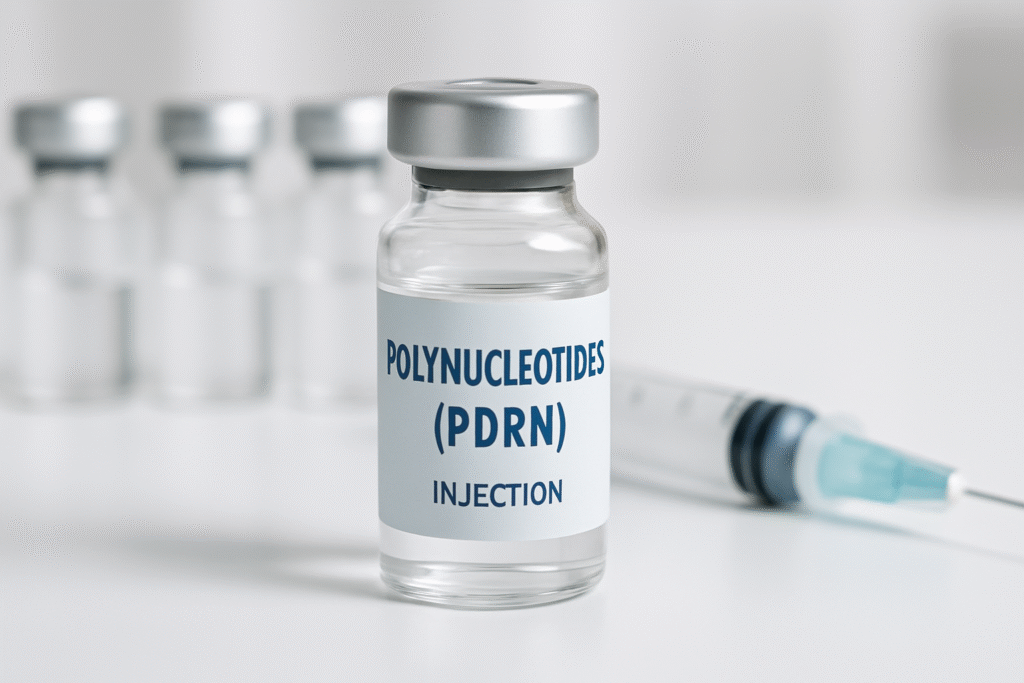 Vial de inyección de Polinucleótidos (PDRN) para tratamiento estético.