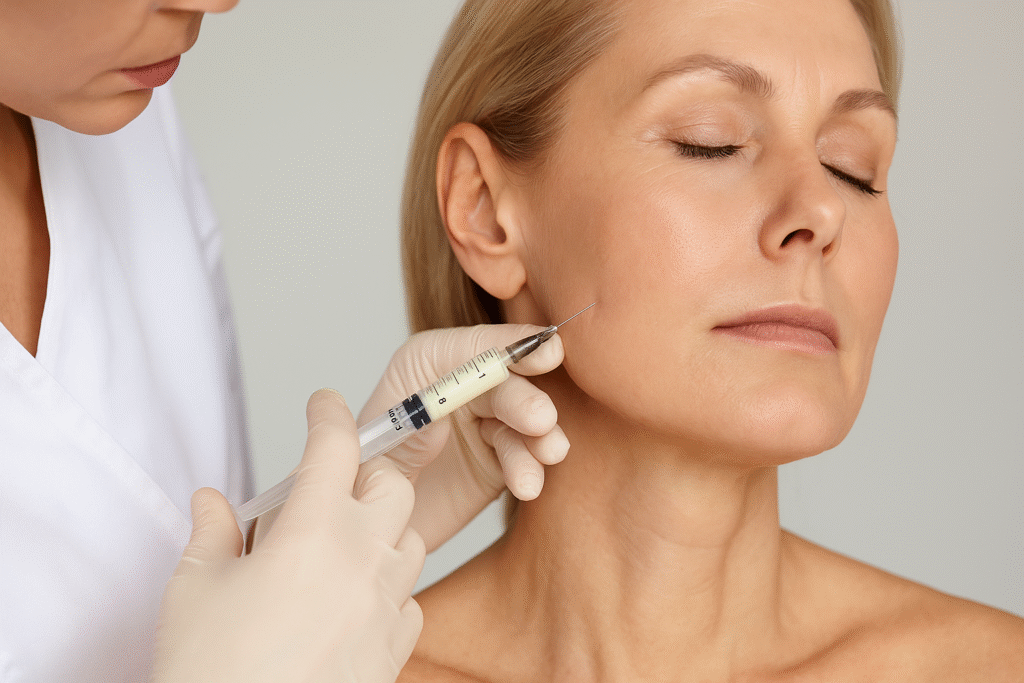 Aplicación de bioestimuladores Radiesse para rejuvenecimiento facial en Santo Domingo.